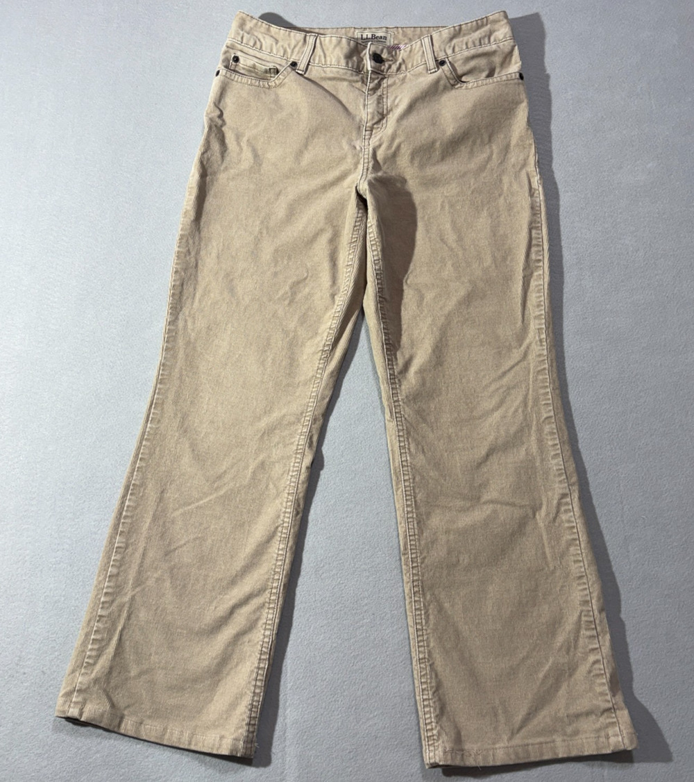 LL Bean Corduroy Pants Womens 10 Regular Tan Beige Straight Leg Fine Wale
